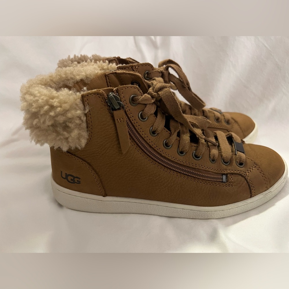UGG women’s Tan High-Top Sneakers with Fur Lining